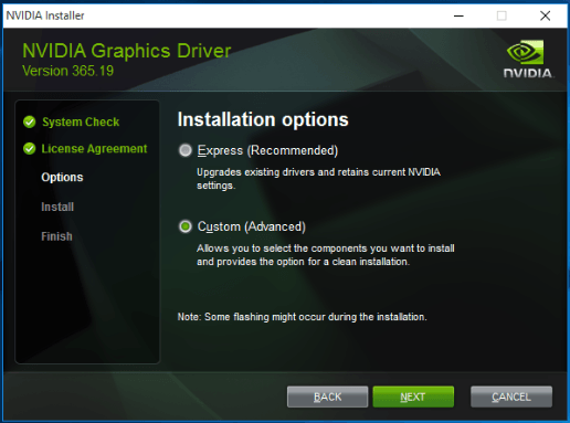 nvidia graphic driver update falining