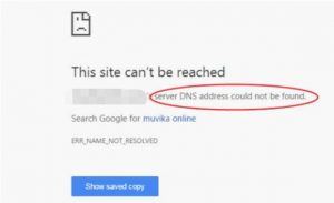 dns server ip address could not be found